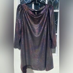 Iridescent mid length sleeve retro dress from free people